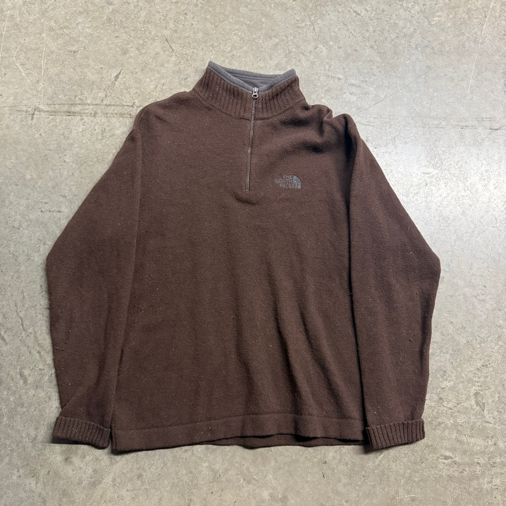 The North Face A5 Series Mens Brown Lambswool Blend Quarter Zip Sweater Medium